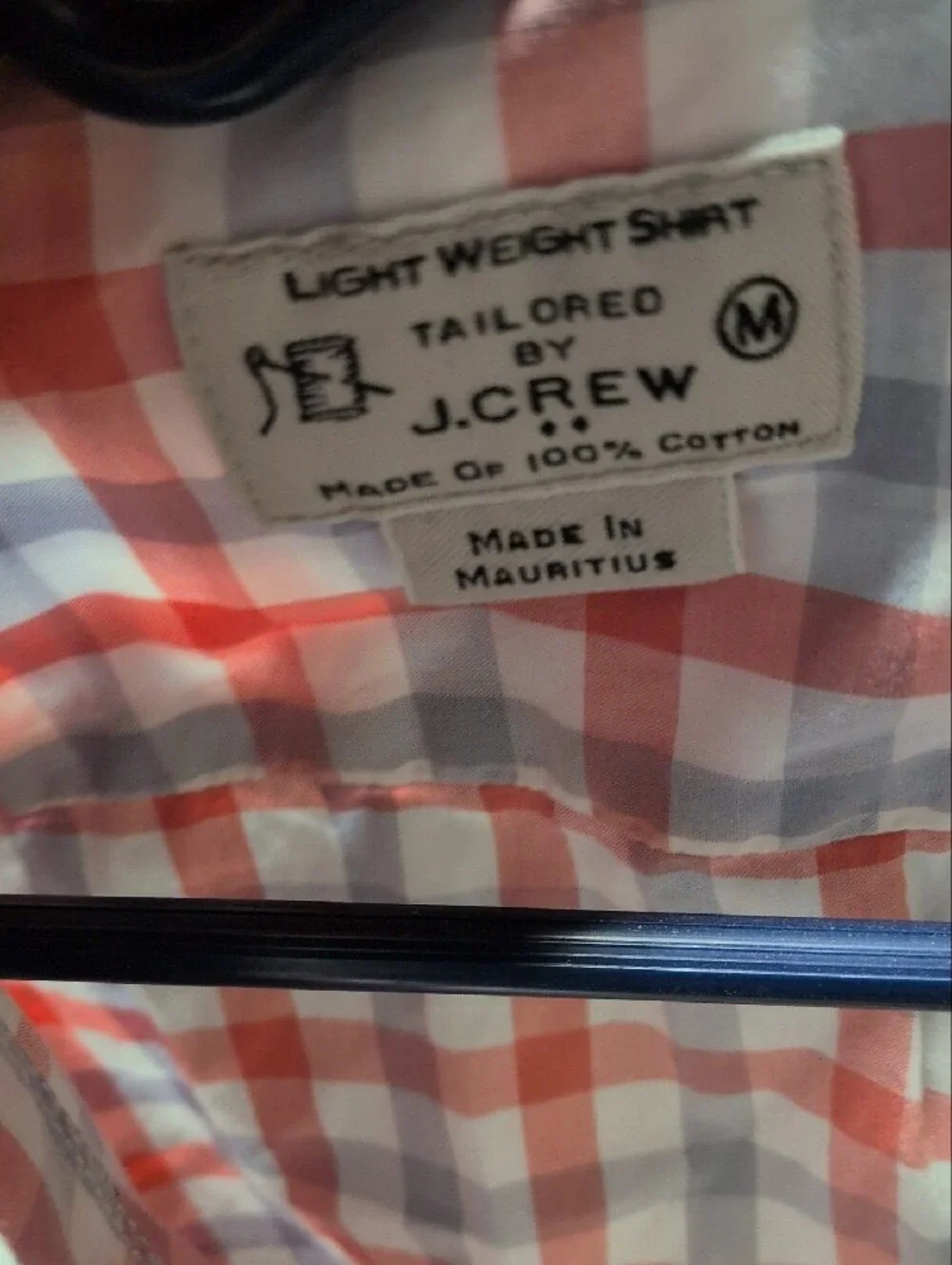 J. Crew Coral and Light Blue Check Cotton Shirt m